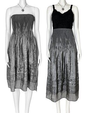 Lapis Anthropologie Silver Sun Dress Beaded Festival Whimisigoth. One Size. Boho
